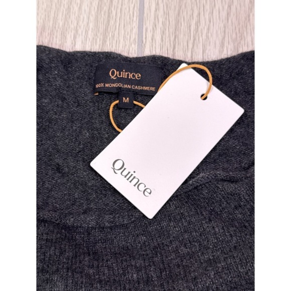 Quince Mongolian Cashmere Boatneck Sweater Heather Charcoal Gray Medium NWT - Picture 5 of 6